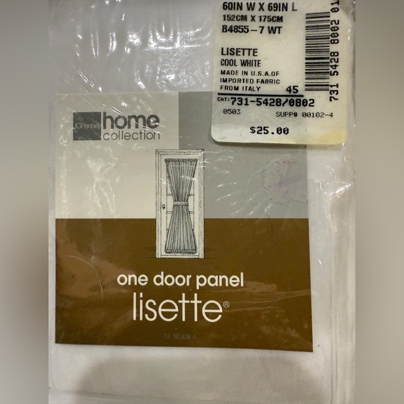JCPenny Home Collection Door Panel Cool White Set Of 2 Panels Lisette 60x69 NWT - Picture 2 of 5